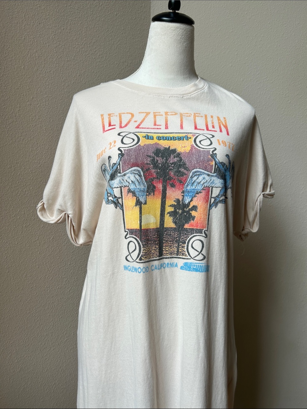 Free People DayDreamer Led Zeppelin tshirt dress size L - Picture 5 of 6